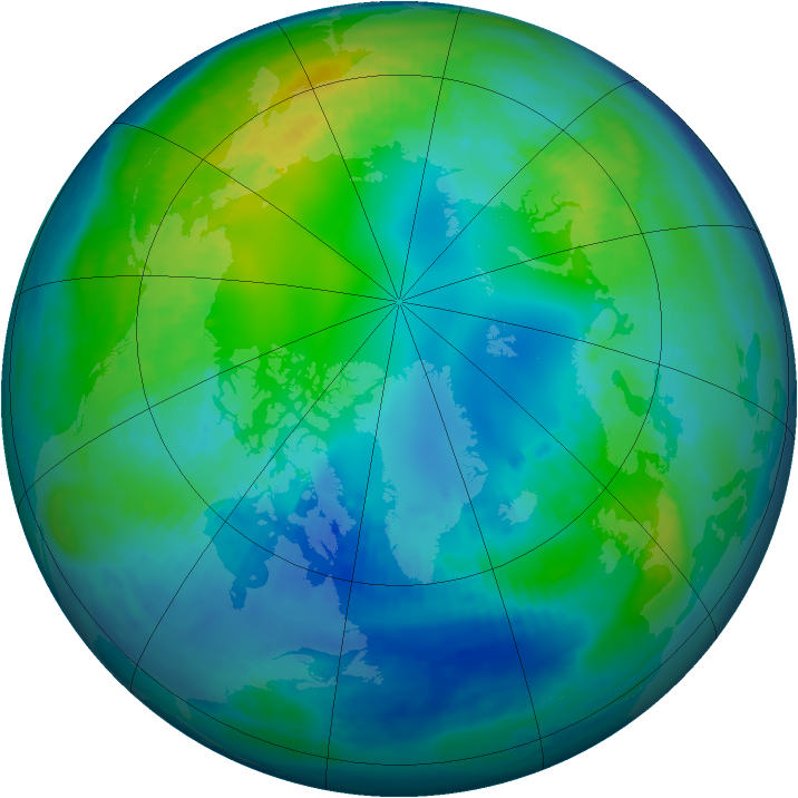 Arctic ozone map for 31 October 2000